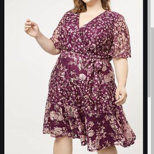 Lane Bryant Floral Faux Wrap Fit Flare Dress 18
